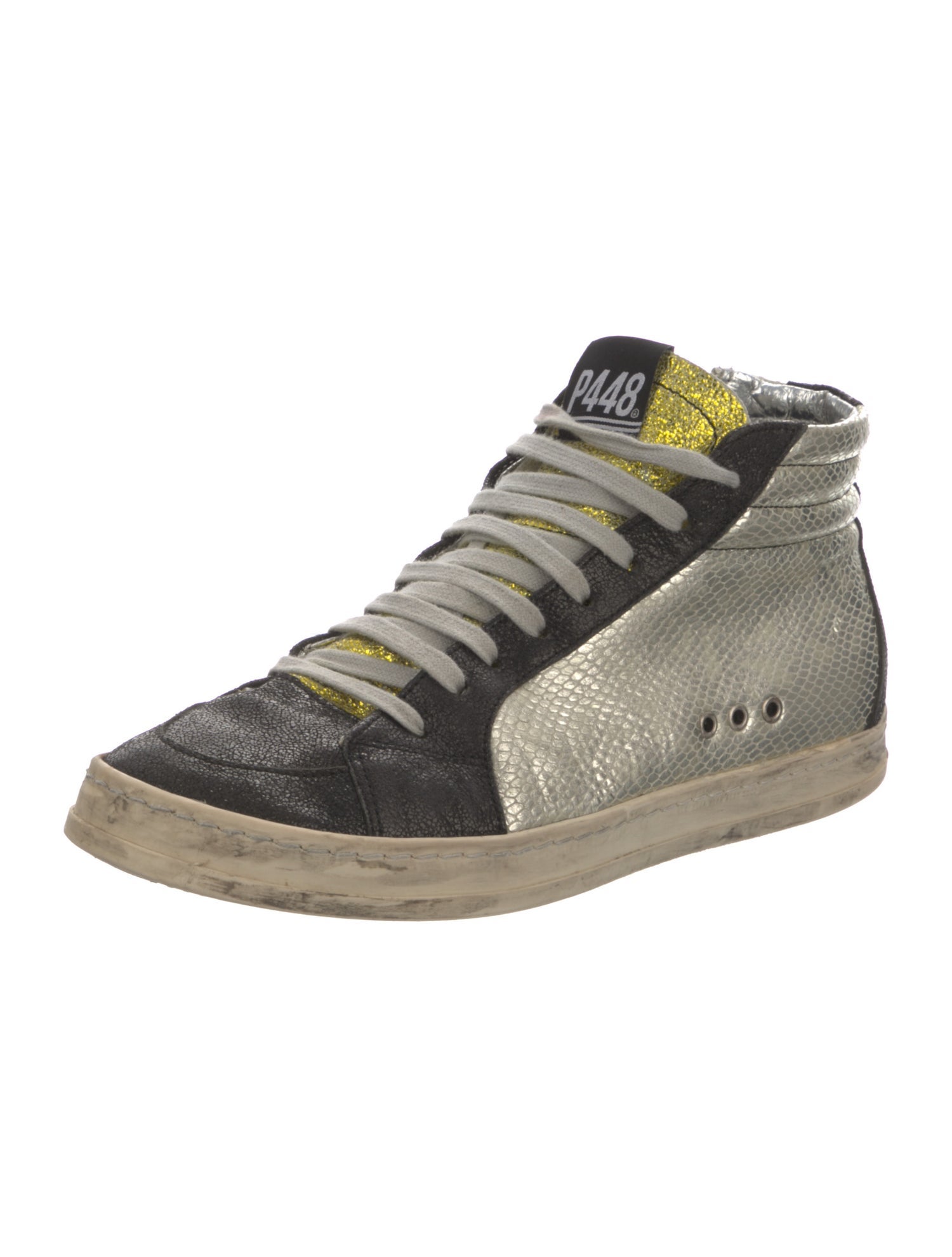 P448 Leather Colorblock Pattern Sneakers