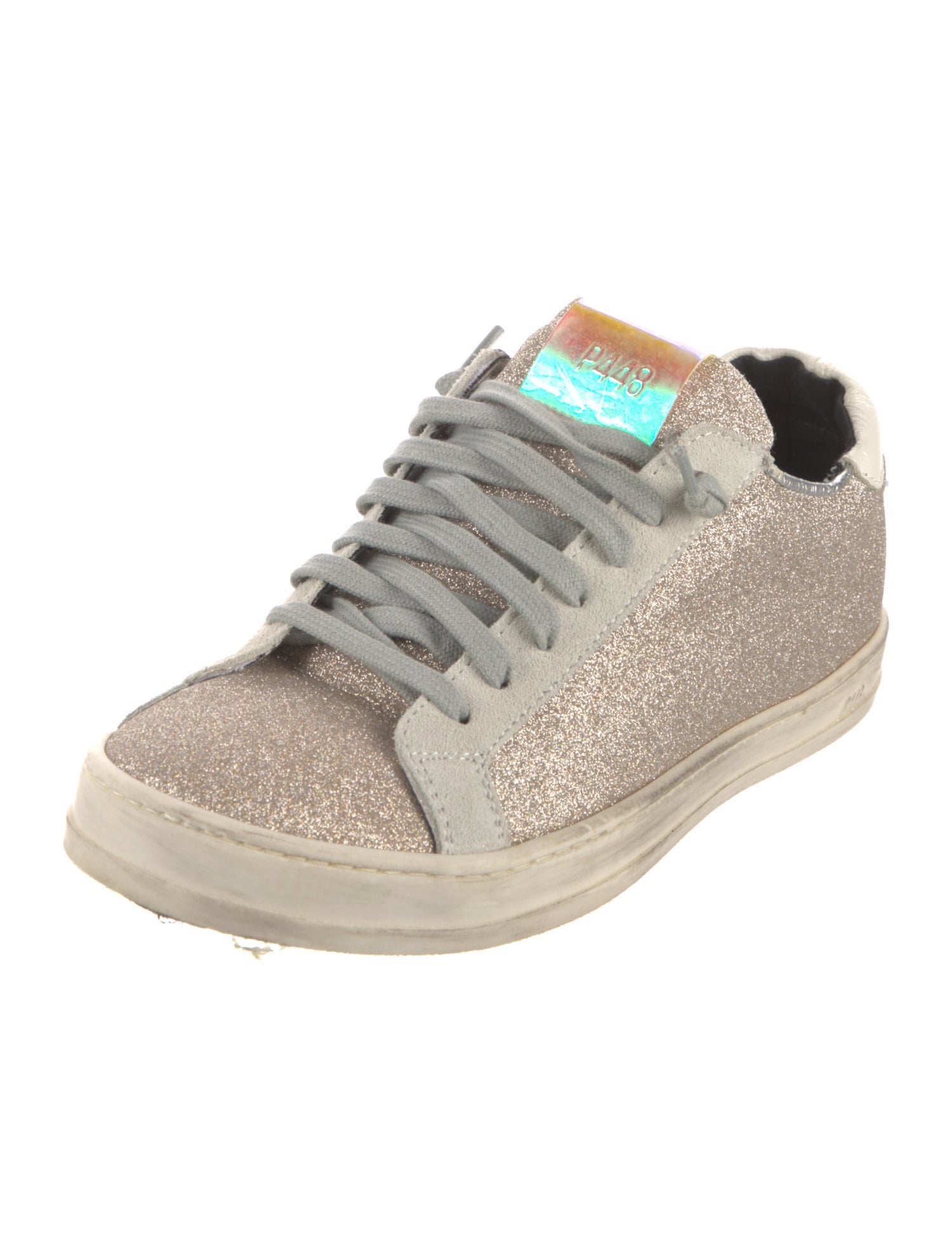 P448 Glitter Leather Trim Embellishment Sneakers