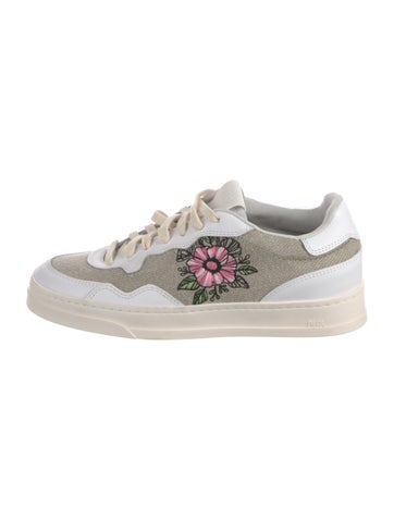 Pre-owned P448 Leather Graphic Print Sneakers In Neutral