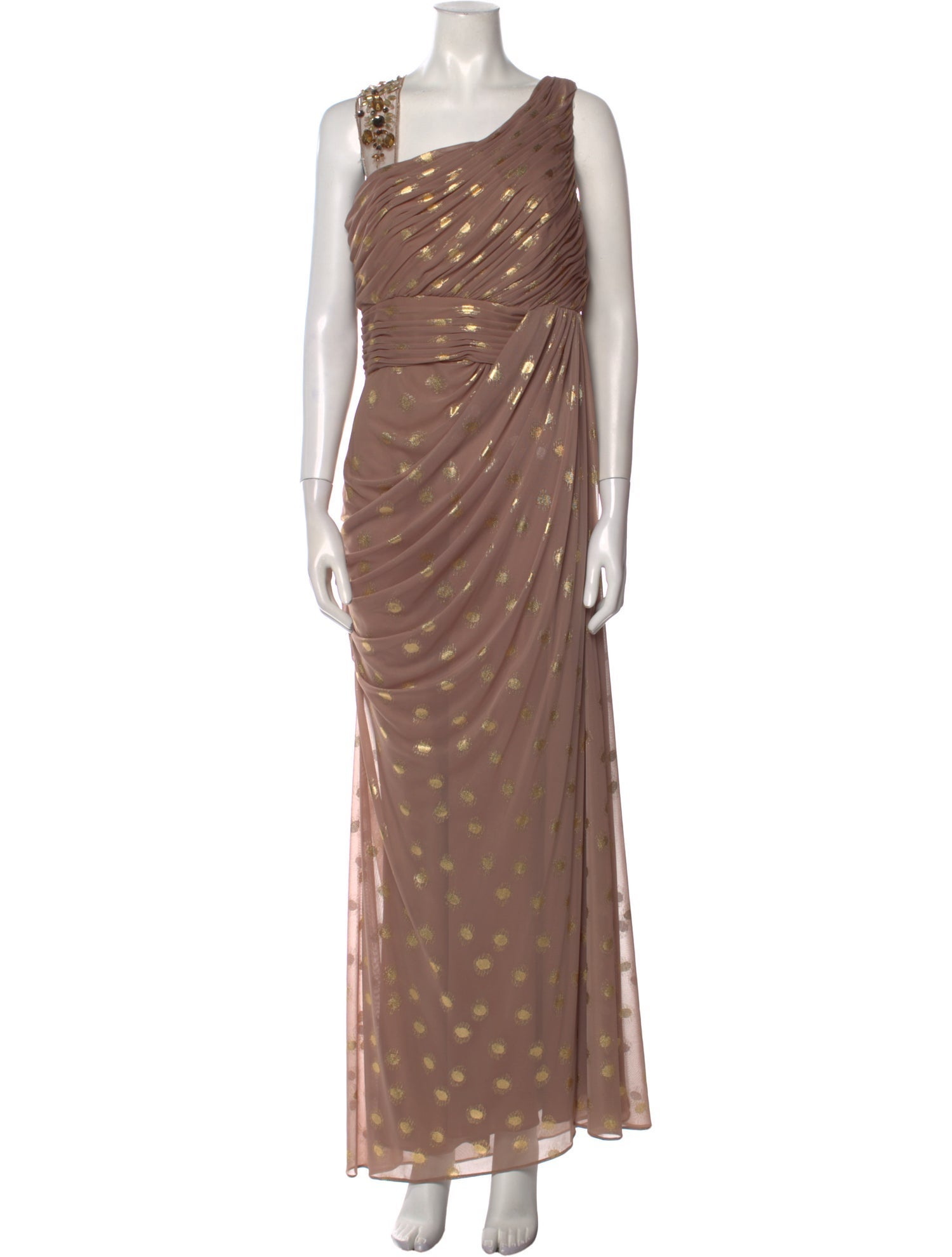 Adrianna Papell Polka Dot Print Long Dress