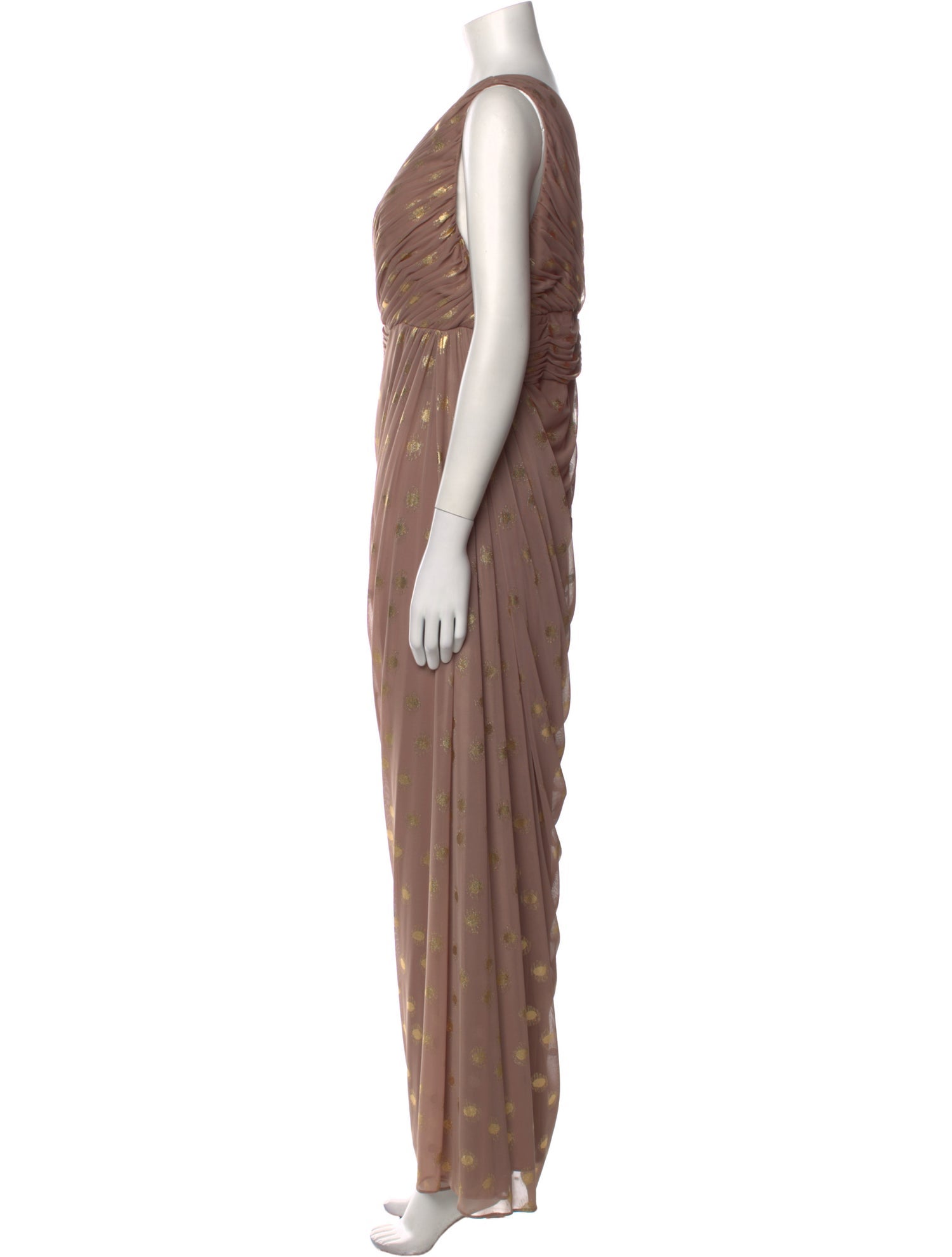 Adrianna Papell Polka Dot Print Long Dress