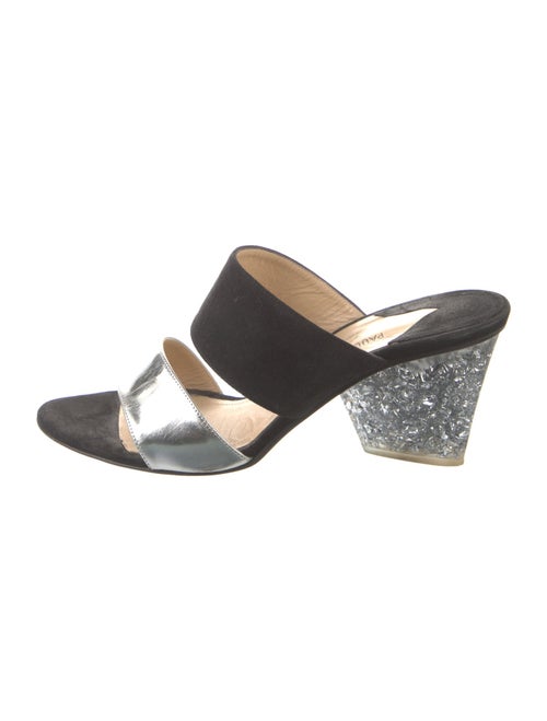 Paul Andrew x Edie Parker Suede Colorblock Pattern Slides