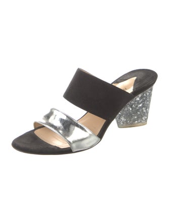 Paul Andrew x Edie Parker Suede Colorblock Pattern Slides