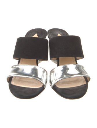 Paul Andrew x Edie Parker Suede Colorblock Pattern Slides