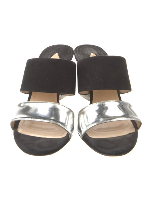 Paul Andrew x Edie Parker Suede Colorblock Pattern Slides