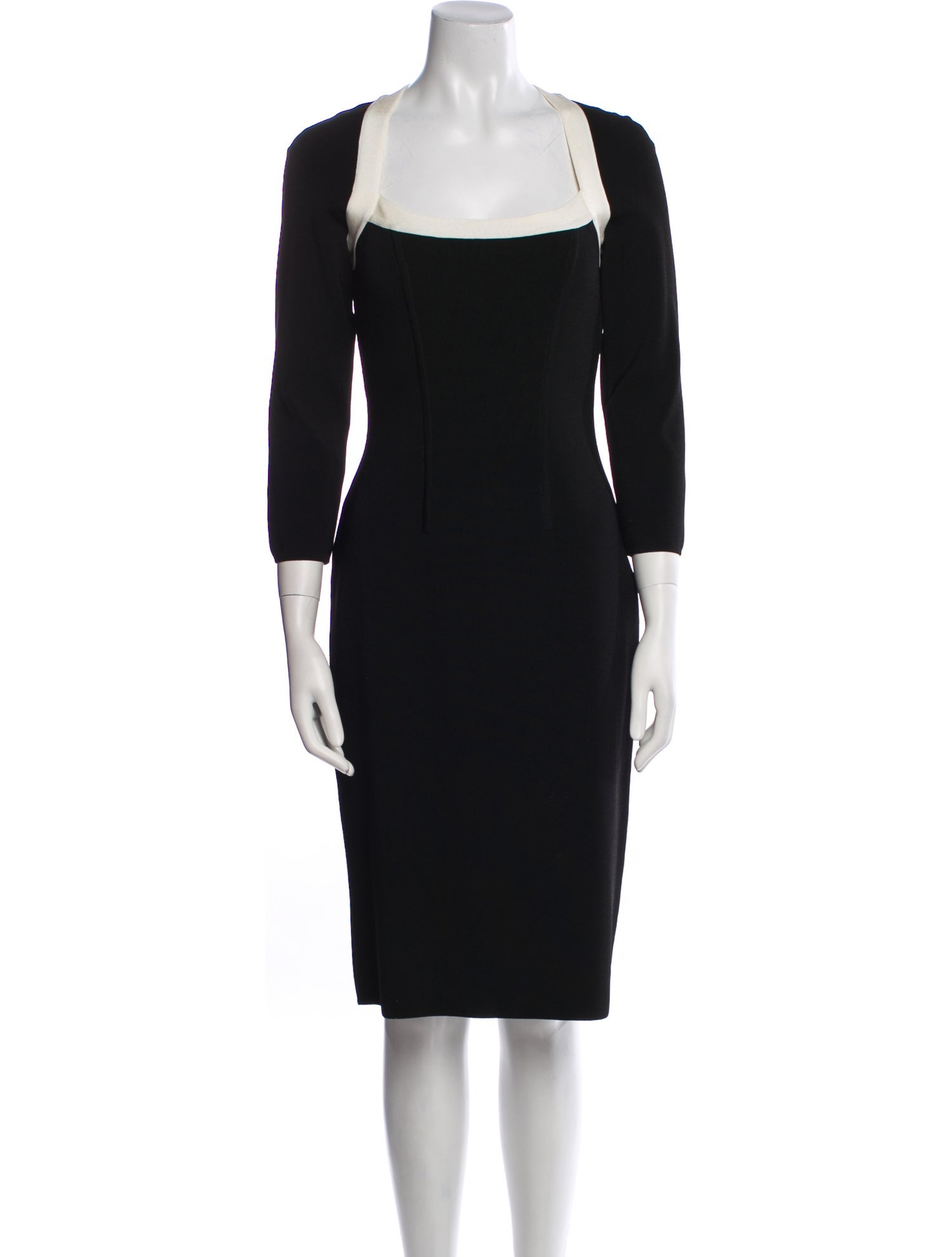 Paula Hian Square Neckline Knee-Length Dress