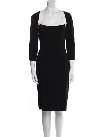 Paula Hian Square Neckline Knee-Length Dress