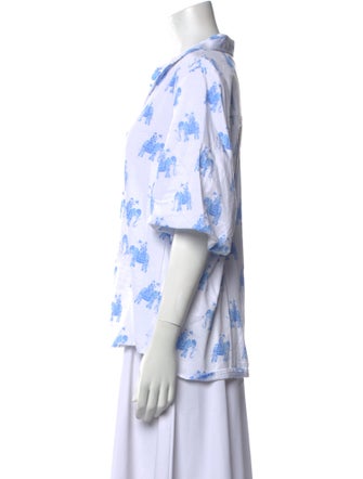 Patty Kim Printed Short Sleeve Button-Up Top