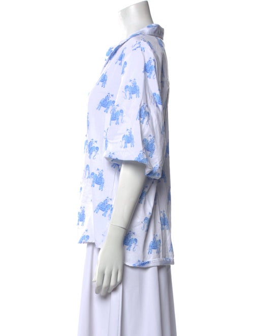 Patty Kim Printed Short Sleeve Button-Up Top