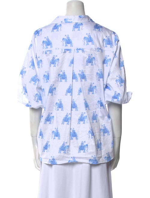 Patty Kim Printed Short Sleeve Button-Up Top