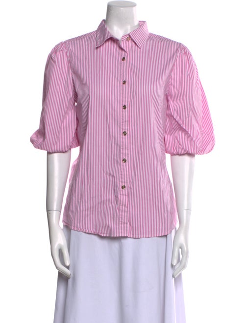 Patty Kim Striped Three-Quarter Sleeve Button-Up Top