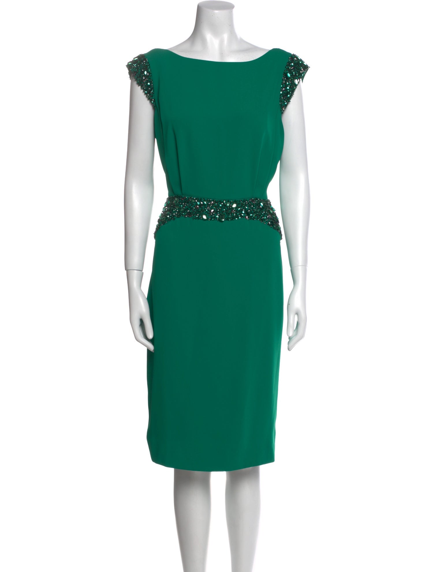 Pamella Pamella Roland Bateau Neckline Knee-Length Dress