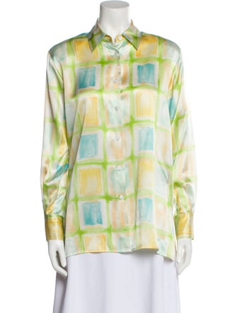 Paolo Santini Silk Printed Button-Up Top