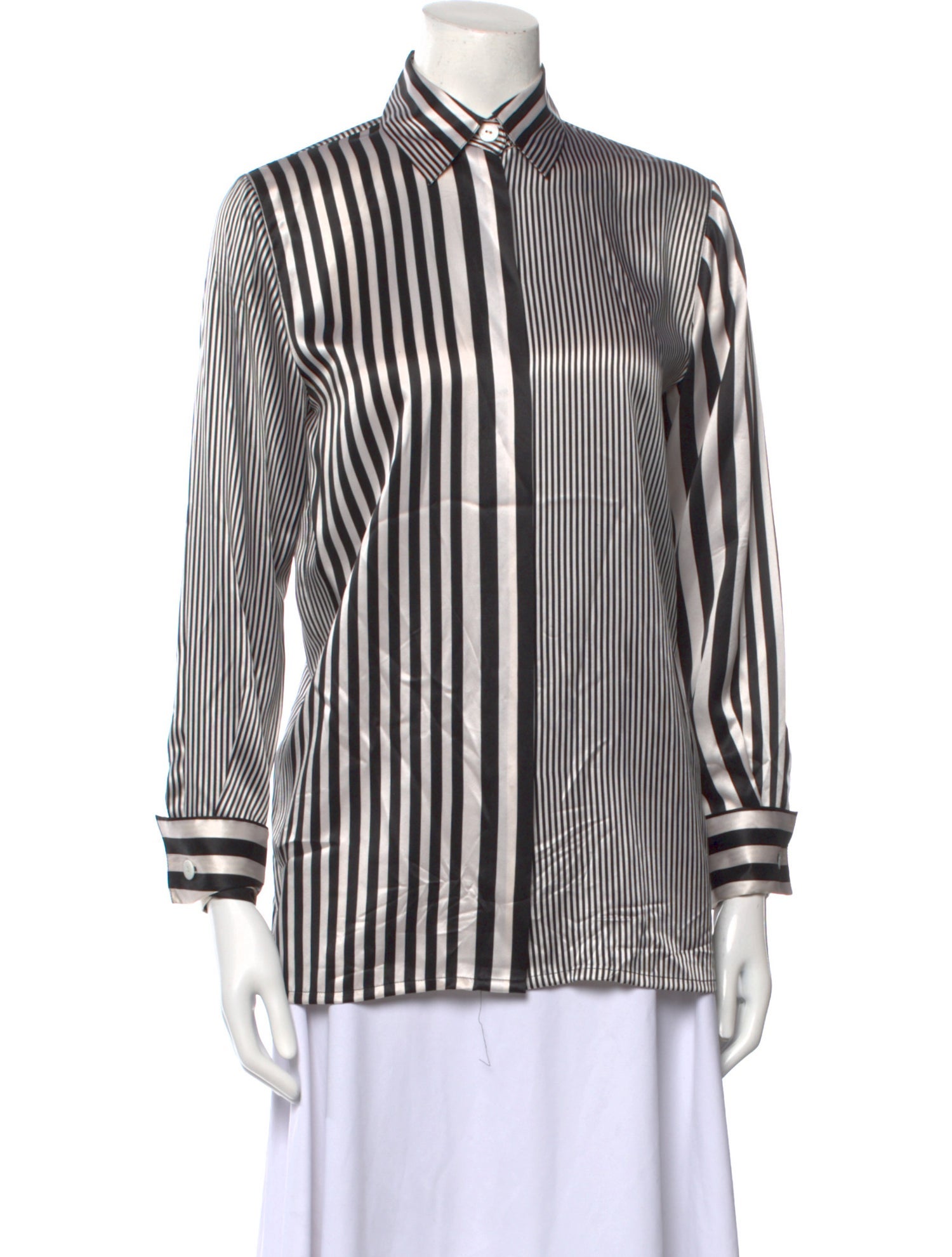 Paolo Santini Silk Striped Button-Up Top