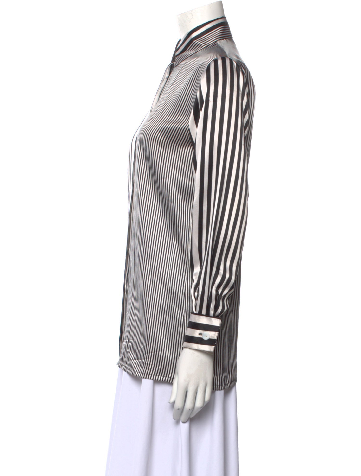 Paolo Santini Silk Striped Button-Up Top