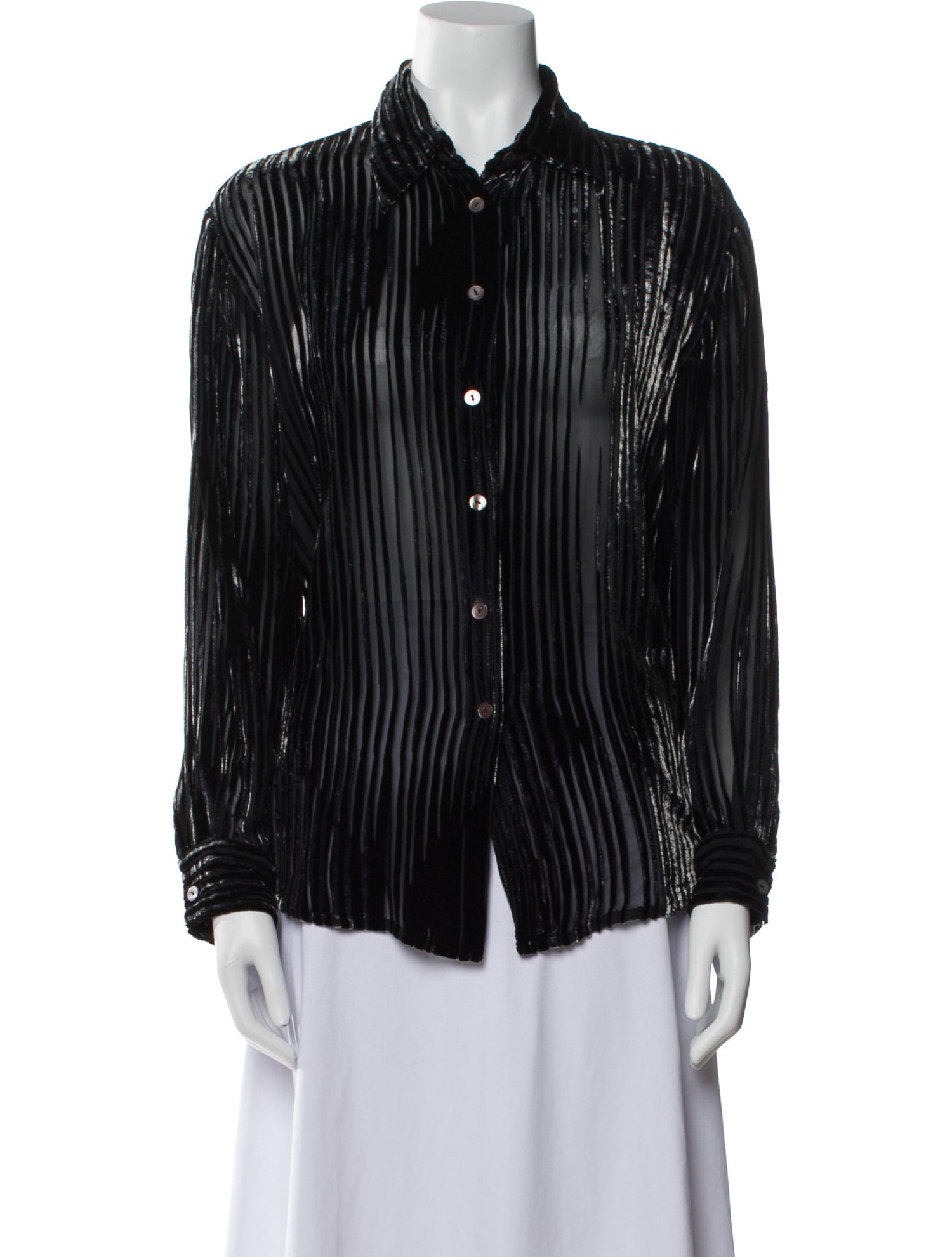 Paolo Santini Striped Long Sleeve Button-Up Top