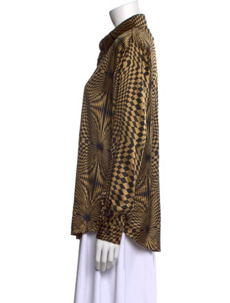 Paolo Santini Silk Plaid Print Button-Up Top
