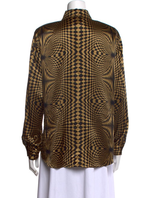 Paolo Santini Silk Plaid Print Button-Up Top