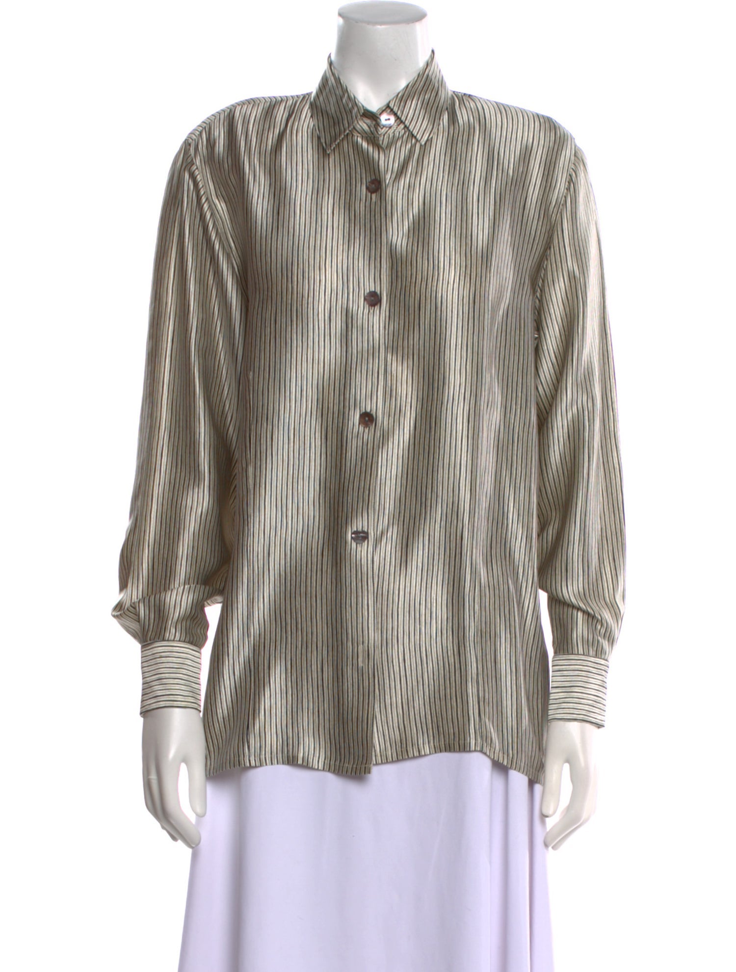 Paolo Santini Silk Striped Button-Up Top