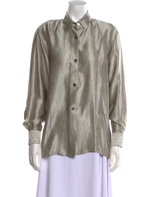 Paolo Santini Silk Striped Button-Up Top