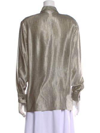 Paolo Santini Silk Striped Button-Up Top