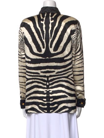 Paolo Santini Silk Animal Print Button-Up Top