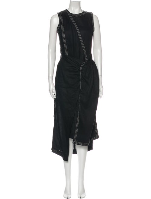 Paper London Linen Long Dress Black