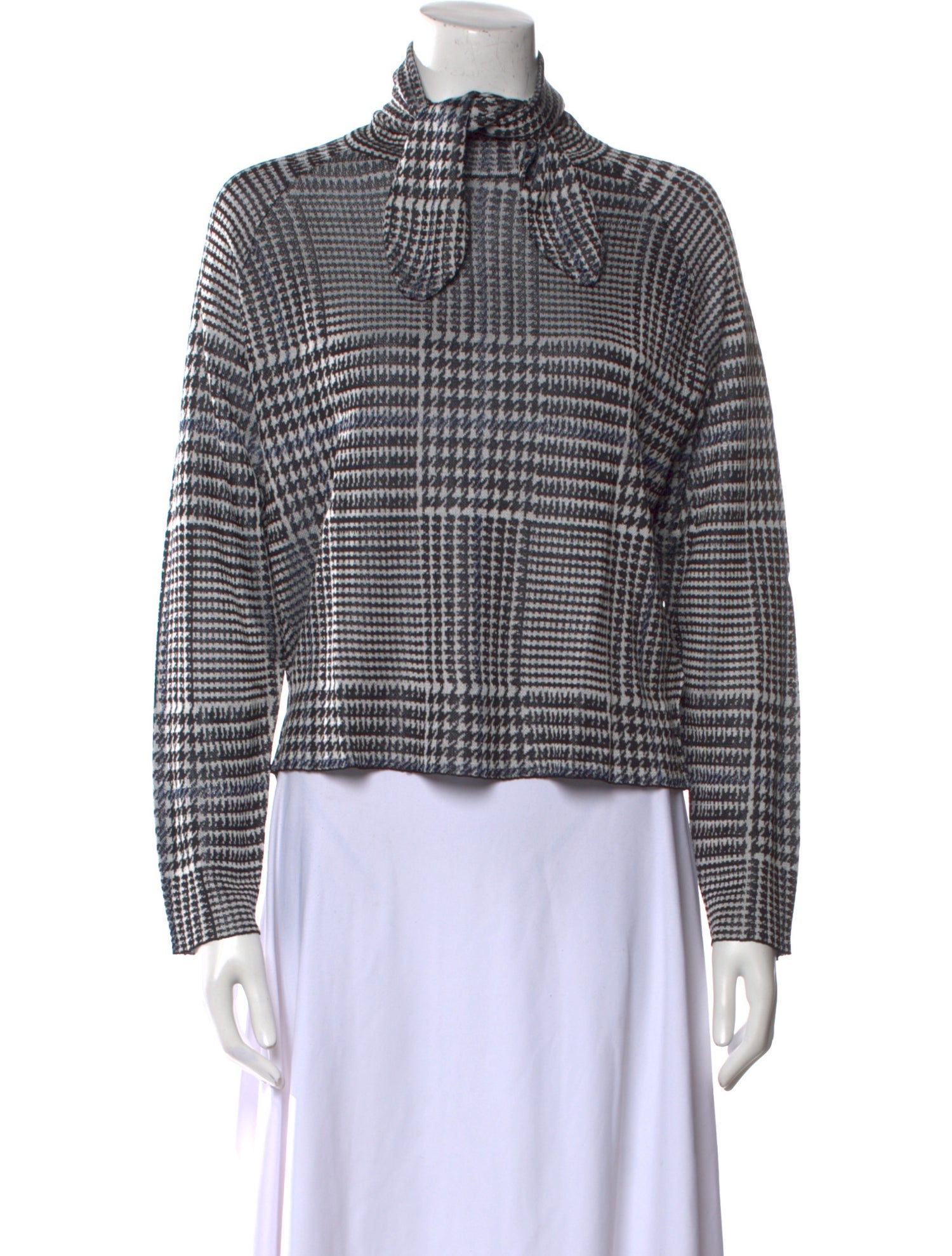 PAPER London Plaid Print Mock Neck Top