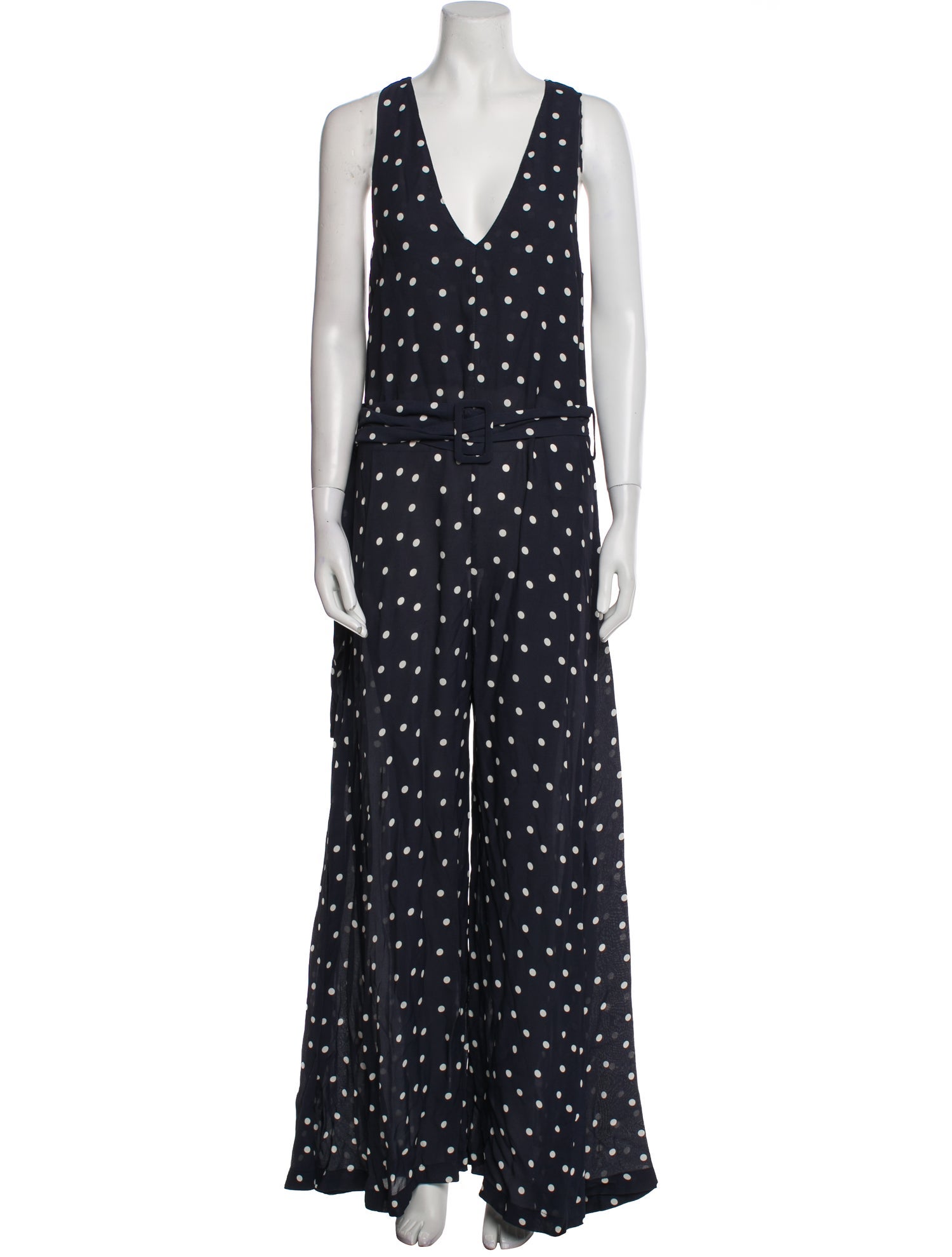 PAPER London Polka Dot Print Plunge Neckline Jumpsuit w/ Tags