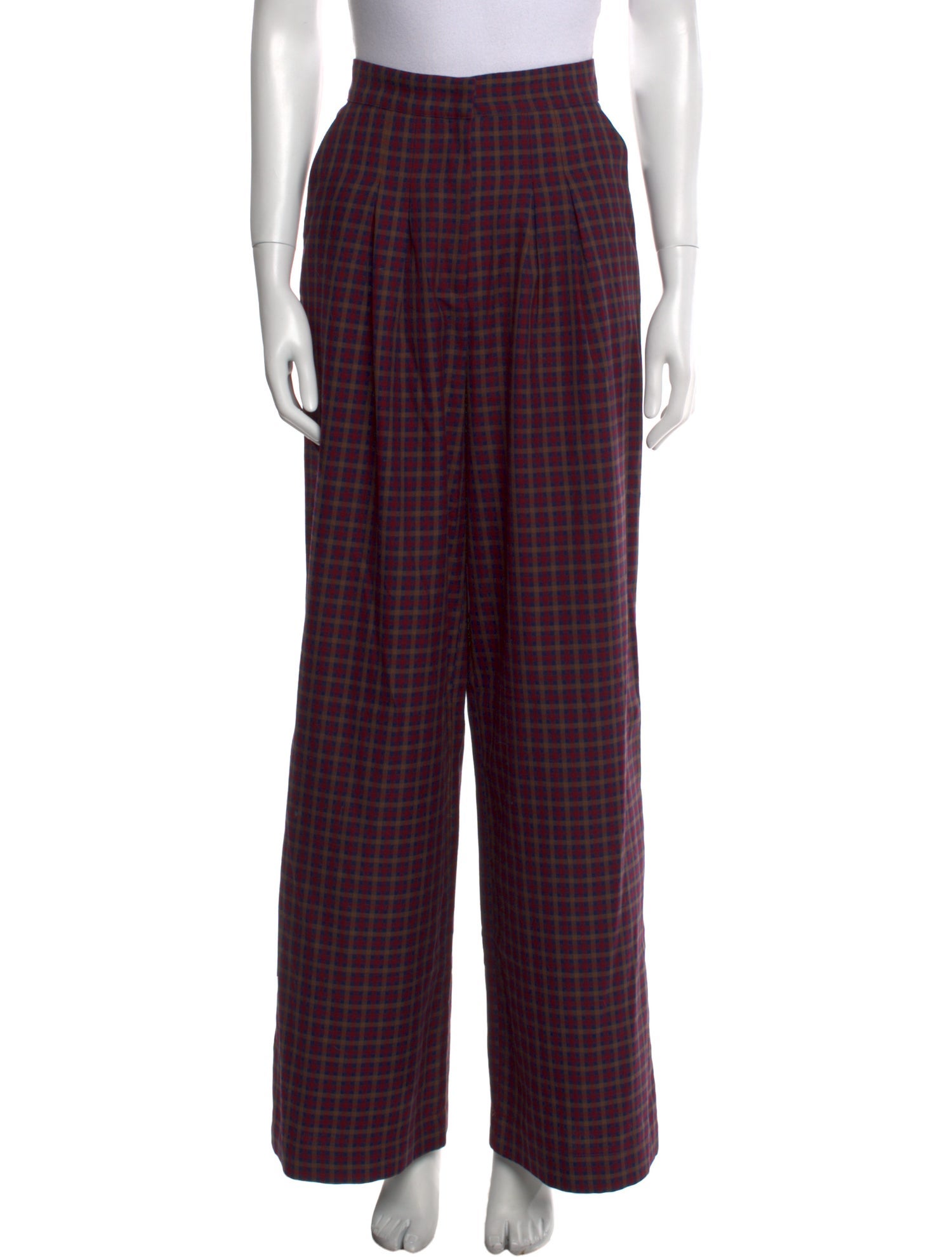 PAPER London Plaid Print Wide Leg Pants