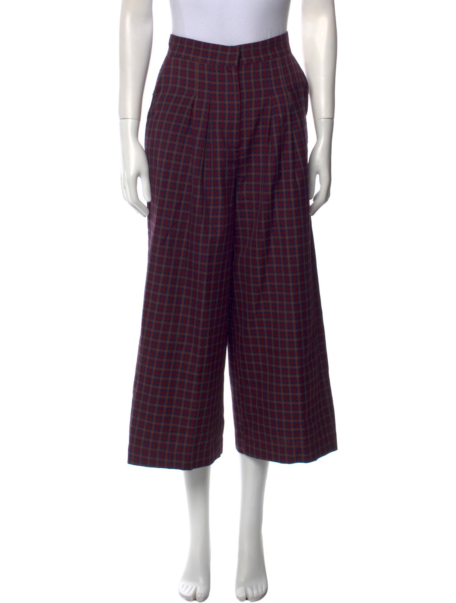 PAPER London Plaid Print Wide Leg Pants