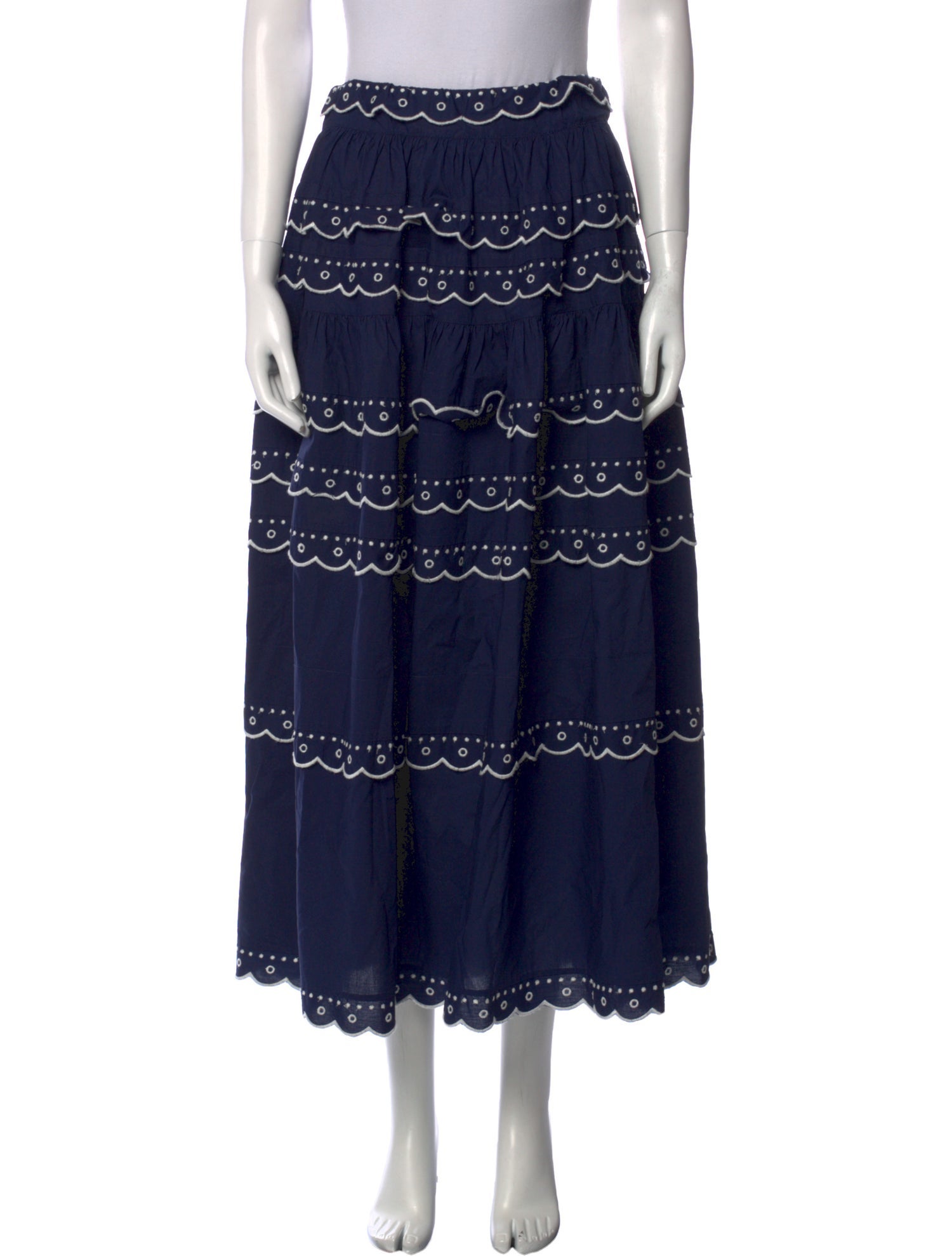 PAPER London Striped Midi Length Skirt