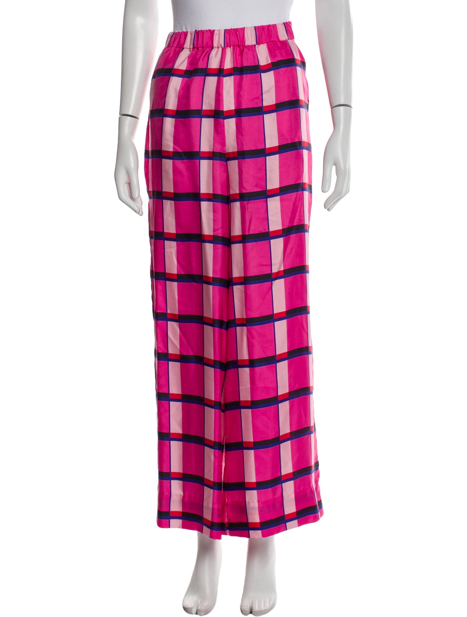 PAPER London Plaid Print Wide Leg Pants