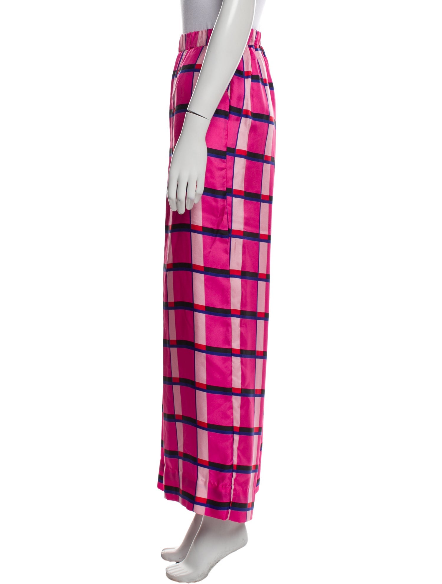 PAPER London Plaid Print Wide Leg Pants