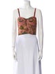 Paul Ropp Floral Print Square Neckline Crop Top