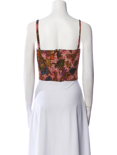 Paul Ropp Floral Print Square Neckline Crop Top