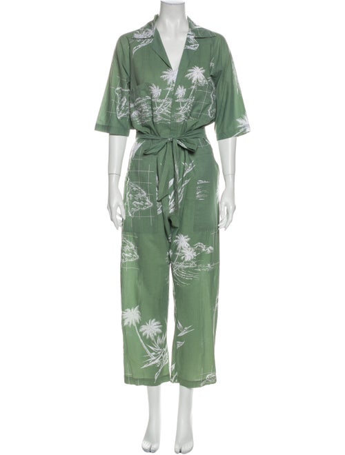 Paradised Printed V-Neck Jumpsuit Green