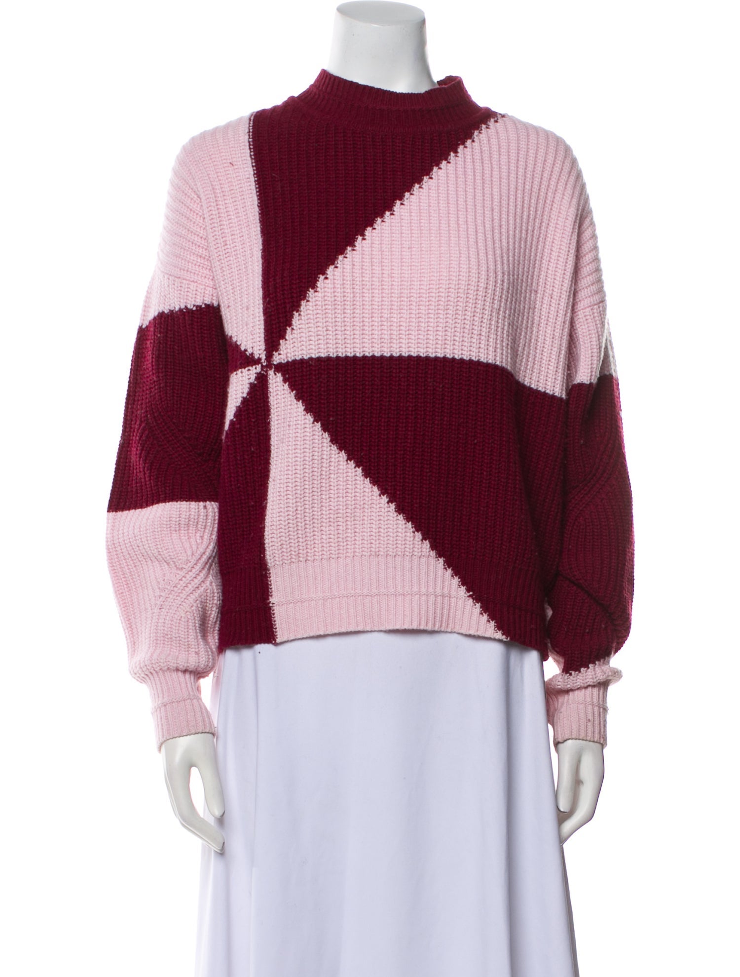 Paradis Perdus Colorblock Pattern Crew Neck Sweater