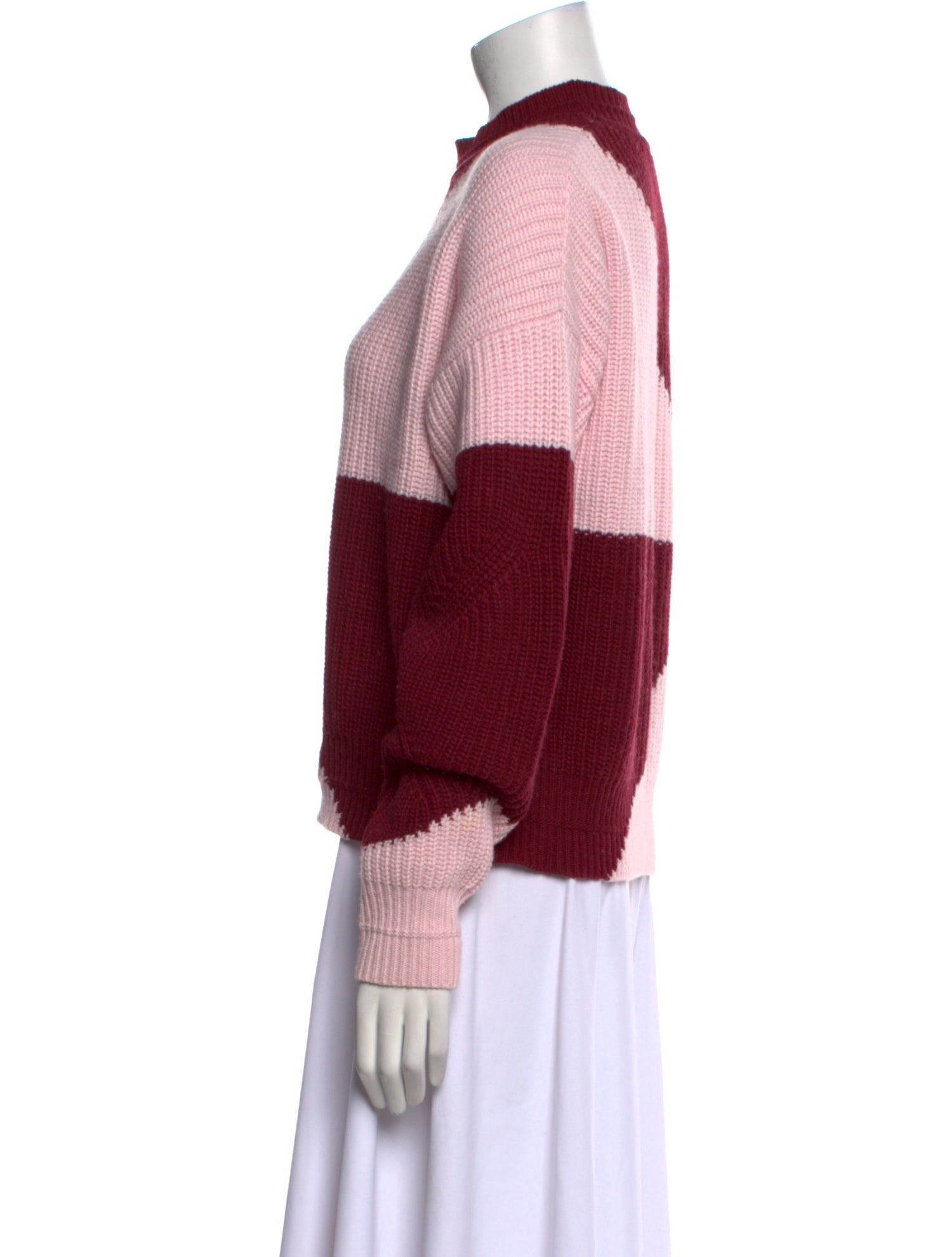 Paradis Perdus Colorblock Pattern Mock Neck Sweater