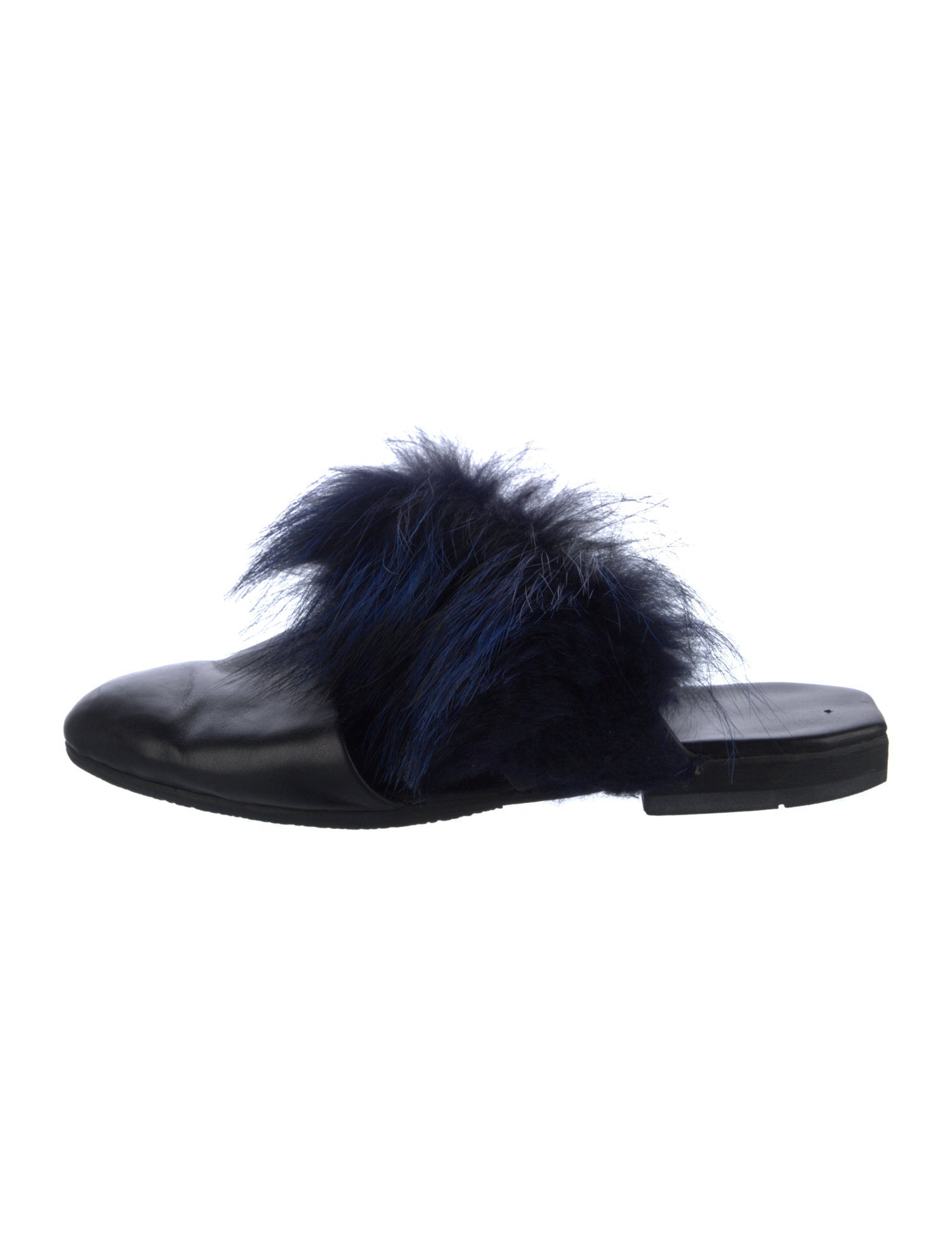 Parme Marin Leather Fur Trim Mules
