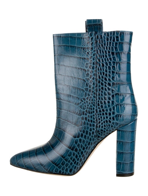 Paris Texas Embossed Leather Ankle Boots Blue