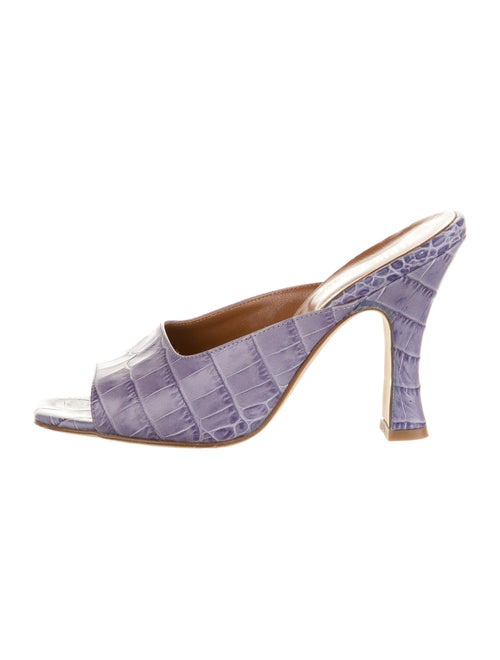 Paris Texas Crocodile Embossed Leather Slides Leat