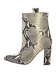 Paris Texas PX128 Block Heel Python Print Bootie Leather Boots