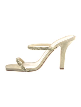 Paris Texas Suede Crystal Embellishments Slides