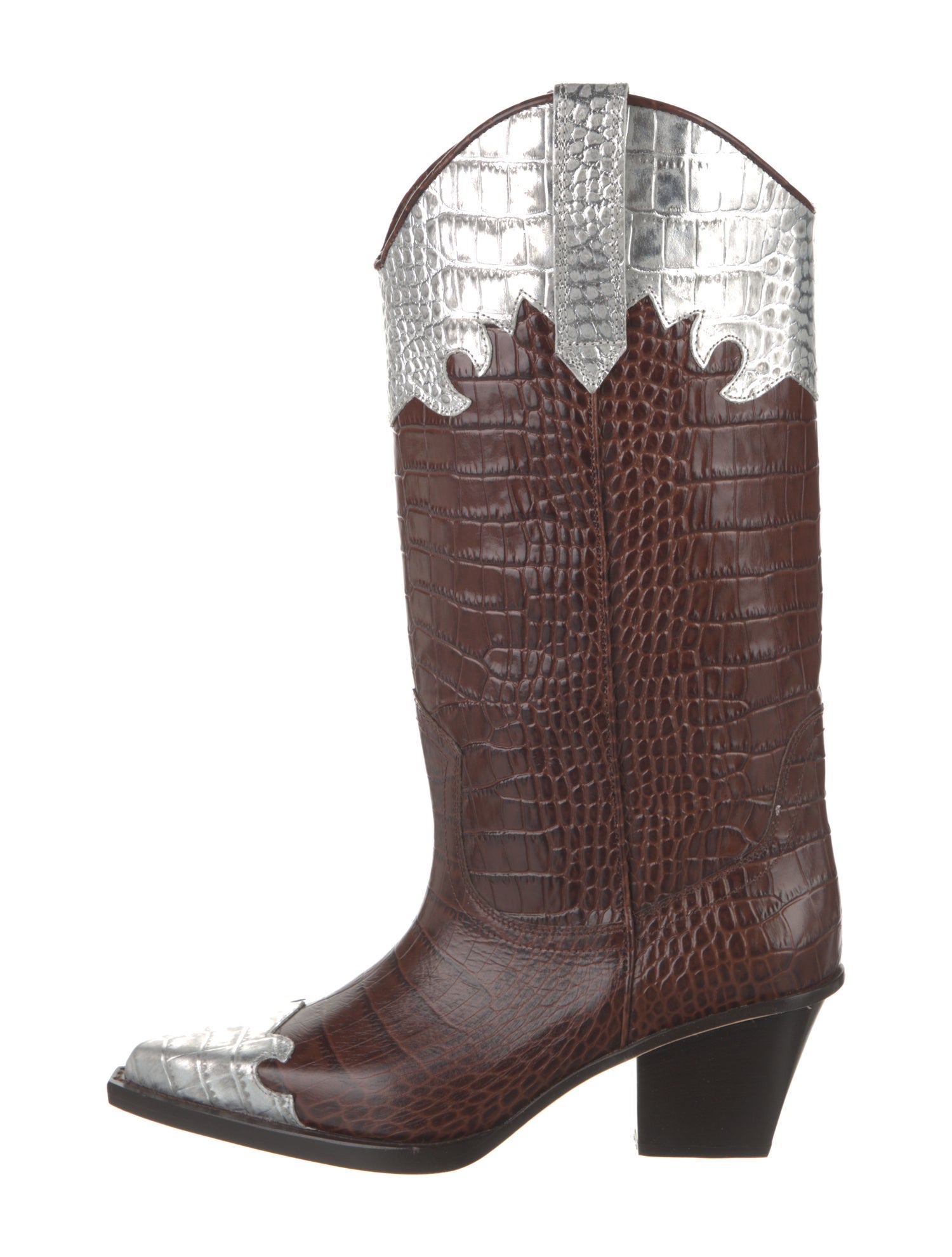 Paris Texas Embossed Leather Colorblock Pattern Western Boots w/ Tags