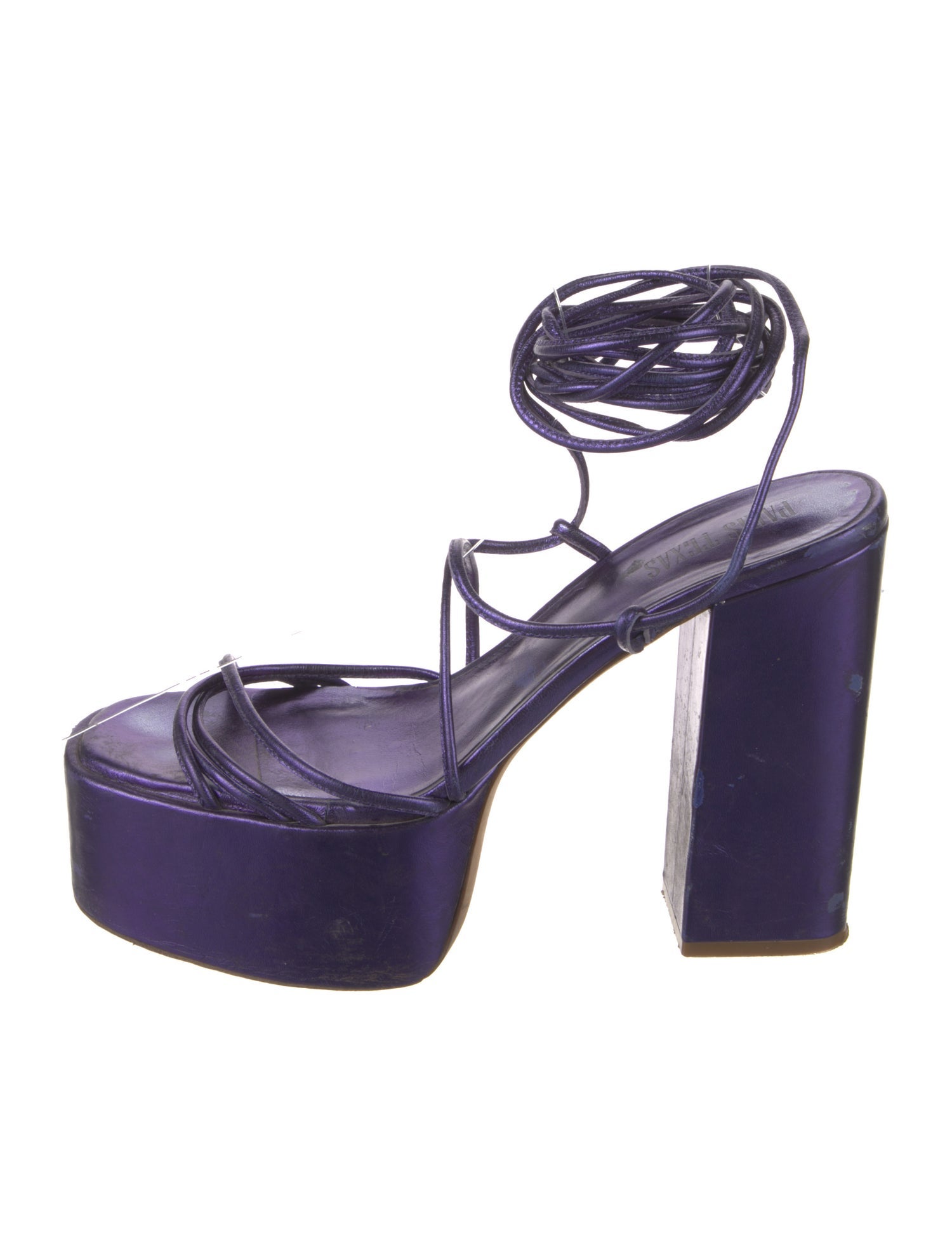 Paris Texas Leather Embroidered Accent Gladiator Sandals