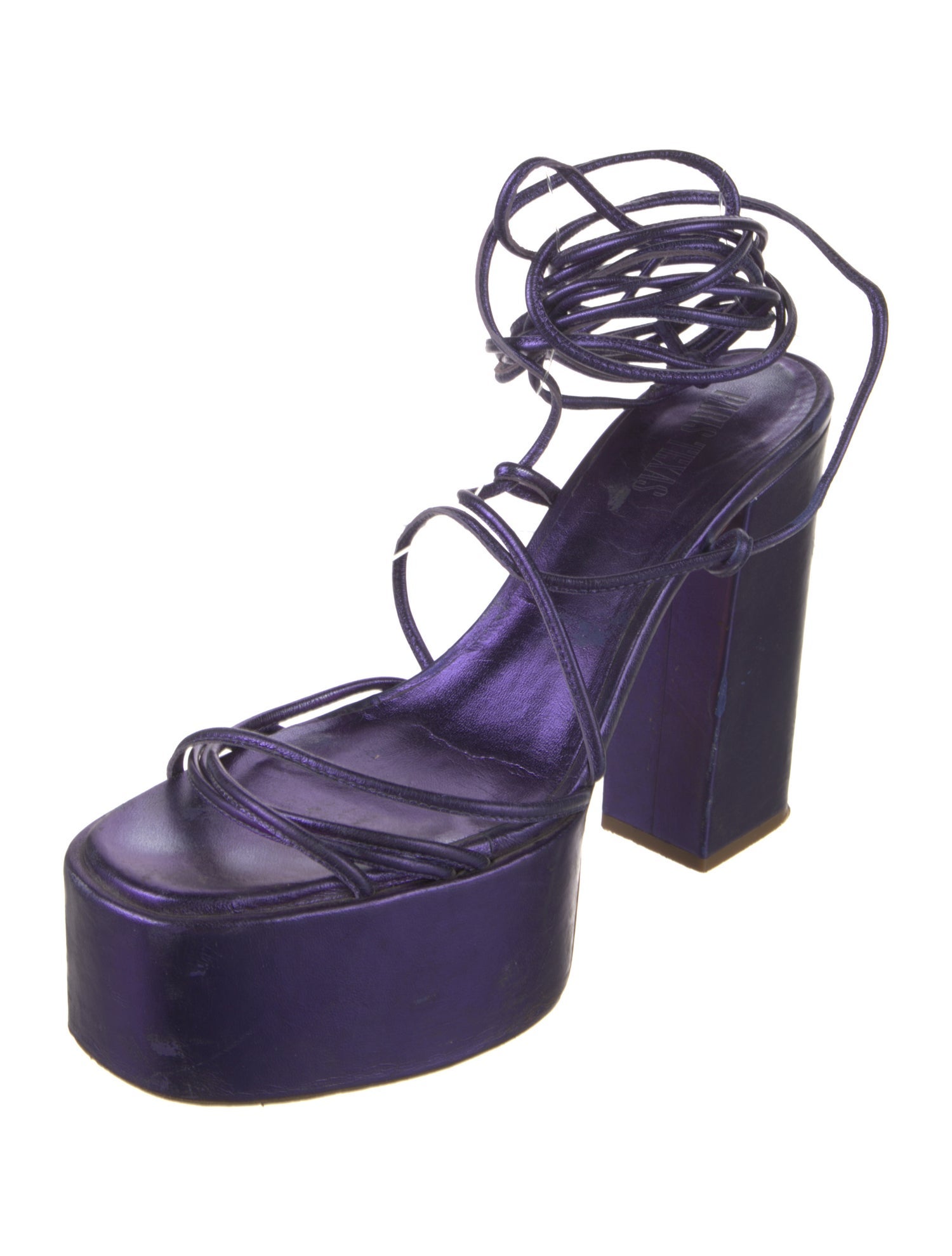 Paris Texas Leather Embroidered Accent Gladiator Sandals