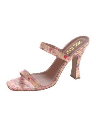 Paris Texas Leather Floral Print Slides