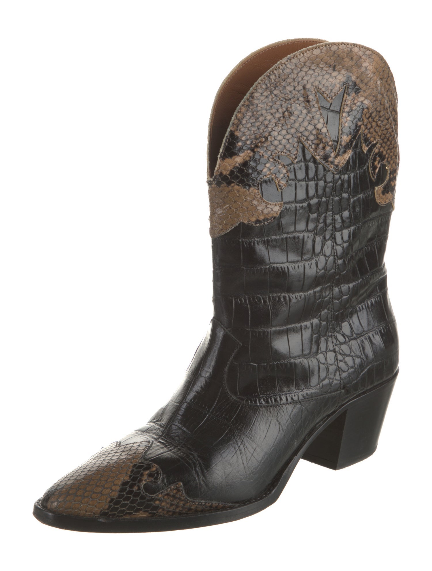 Paris Texas Leather Animal Print Western Boots