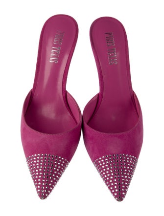 Paris Texas Suede Crystal Embellishments Mules